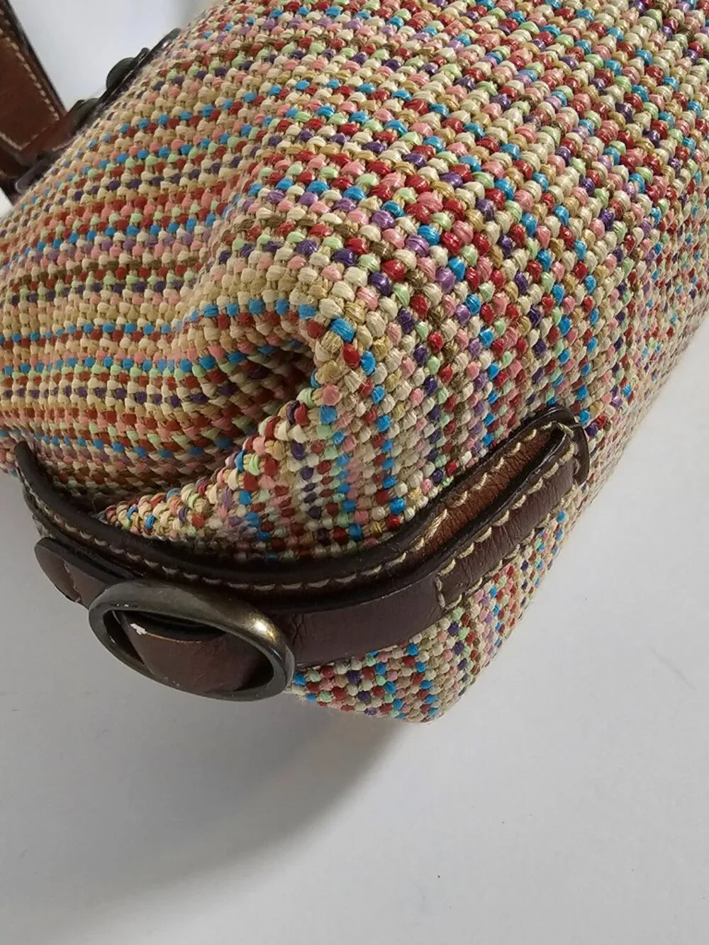 Vintage Fossil Bag Satchel Woven Leather Y2K 78033
